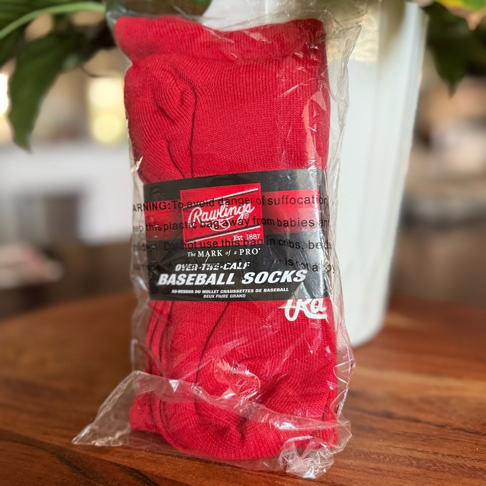 Rawlings Over-The-Calf Baseball Socks Red Large - 2 Pairs